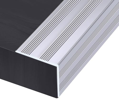 Winkelprofil Aluminium Treppenkantenprofil, Treppenkantenschutz, 90CM Wasserdichter Rutschfeste Treppenkante L-Form für Außen- und Innentreppen(W 5 x H 5 cm)
