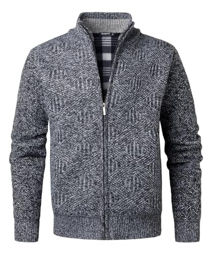 OlyljpinZ Uomo Cardigan Invernale Maglione Lavorato a Maglia con Cerniera Classico Autunno Calda Giacca Casual Stand Colletto Cappotto Manica Lunga Felpa Foderato in Pile Pullover all'Aperto