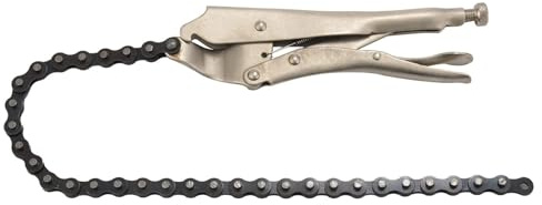 10 Chain Vise Clamp Plier, Locking Grip for Oil Filter & Pipe, Adjustable 16.5 Chain, Black & Silver