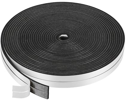 NZNSML 2 Rollen Dichtband Tür 12mm (B) x 1.5mm (D) x 20m (L) Schwarz | Dichtungsband Selbstklebend Fenster Schaumstoffdichtung Selbstklebend für Türen Fenster Winddicht Schalldämmung