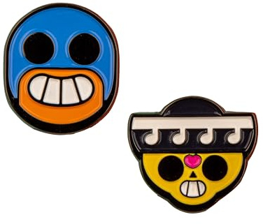 Cinereplicas Brawl Stars – 2 Stück – Poco & El Primo – Zubehör für Hüte, Taschen, Jacken – 2 × 2,5 cm – offizielles Lizenzprodukt
