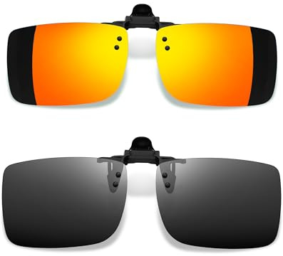 Joopin 2er-Set Clip-On Sonnenbrille Herren Polarisiert Aufsatz Brille | Zwei Größen (M: 60*40mm, L: 60*44mm), Tragbar, Ultraleicht, für Brillenträger, Randlose, Rechteck, UV400, Reisen, Fahren