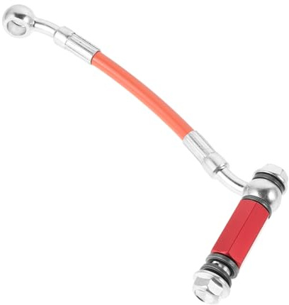TOYANDONA Raccord de Flexible de Frein Hydraulique Moto Adaptateur Double Banjo Orange Rallonge de Conduite de Frein 15 Cm et Vis Compatible Scooter et Quad Haute Pression Pièce de Conduite