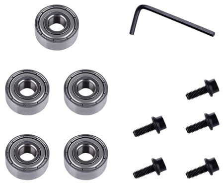 Tekrill Kit de remplacement de 5 pièces roulements pour fraises, roulements supérieurs pour fraises à affleurer, diamètre intérieur : 4,5 mm, diamètre total : 12,7 mm, TS/ZCDT-01