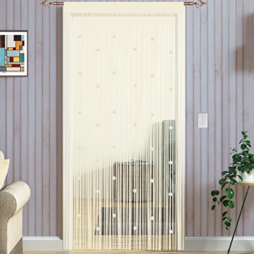 Rideau spaghetti classique Taiyuhomes pour décoration intérieure avec perles ornementales avec perles, parfait comme Moustiquaire, champagne, 90 x 245cm (35x96)