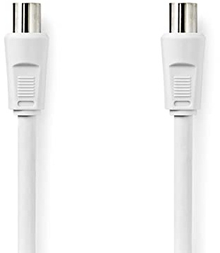 Coax Cable | IEC (Coax) Male | IEC (Coax) Male | Nickel Plated | 90 dB | 75 Ohm | Double Shielded | 10.0 m | Round | PVC | White | Polybag