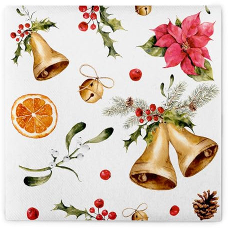 Mank GmbH Airlaid Servietten 40x40 cm, Premium Einweg-Serviette, stoffähnlich und saugstark, perfekt für Weihnachtsfeiern & für die Adventszeit, Weihnachtsservietten 50 Stück Marianne