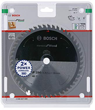 Bosch Professional Lama per sega circolare Standard for Wood (legno, 184 x 16 x 1.6 mm, 48 denti, accessorio per sega circolare a batteria)