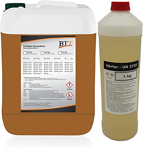 BTT-BI Epoxidharz Bodenbeschichtung RAL 8001 für 5m² Innen Fliesenlack Betonfarbe Industrieboden Garagenfarbe Kellerfarbe Wohnraum Gießharz Epoxy