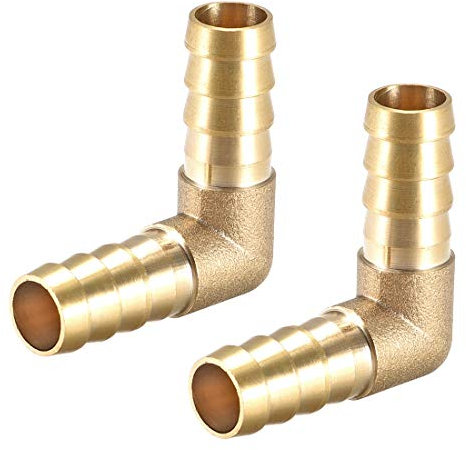 sourcing map 12mm Barb Brass Hose Fitting 90 Degree Elbow Pipe Connector Coupler Tubing 2pcs
