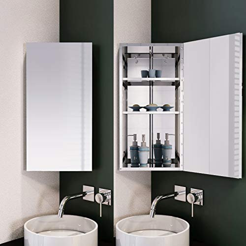 ELEGANT Corner Cabinet Stainless Steel Wall Mounted Bathroom Storage Cabinets Single Door 600 x 300 mm