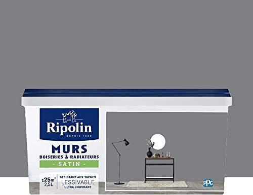 Peinture et décoration murs boiseries & radiateurs satin 2,5L RIPOLIN - Ton: Gris ardoise
