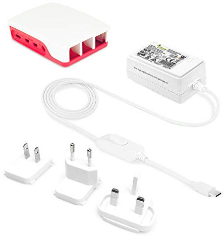 LEICKE Raspberry pi 4 / Modelo B + Fuente de alimentación | Cargador Adaptador de conmutación ULL de 5.1V 3A con Estuche Oficial RPI4-CASE-RW 1876751 | KSA-15E-051300HE | TÜV