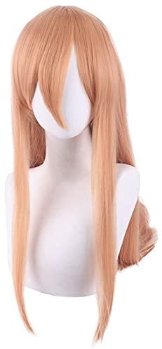Power Cosplay Wig Anime Chainsaw Man 80cm Long Orange Heat Resistant Synthetic Halloween Party Role Play Wigs