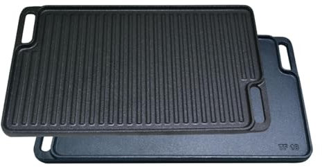 Primaster Wendeplatte eckig 40 x 23 cm Grillplatte Gusseisen Pizzaplatte