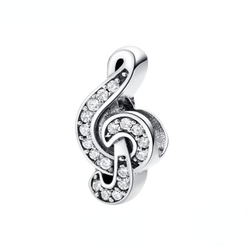 Jane Aigle 925 Sterling Silber Perle Süße Musik Note Charms Violinschlüssel Pave Cz Hohlperlen Fit Pandora Armbänder Frauen DIY Schmuck