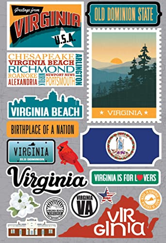 Reminisce Jet Setters 3.0 State Dimensional Stickers-Virginia