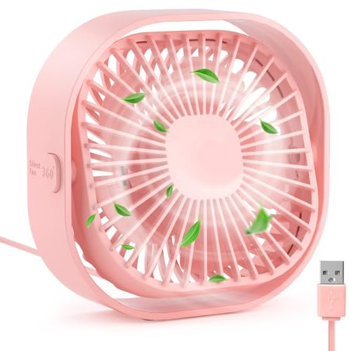 USB Desk Table Fan with Strong Airflow Quiet Operation,Portable Cooling Fan Speed Adiustable 360 rotatable Head for Home OfficeBedroom Table and Desktop