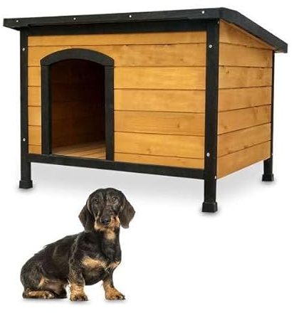 Niche Chien Bois pin Haute qualité avec Toit ouvrant Carlo- Idéal pour l'extérieur 3 Tailles au Choix (Carlo M)