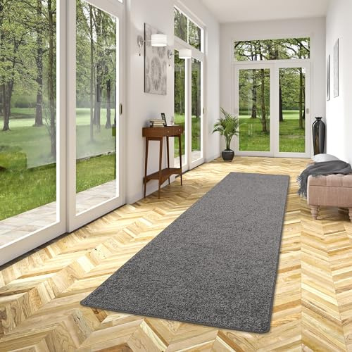 Snapstyle Hochflor Velours Läufer Flur Teppich Mona Grau in 9 Größen