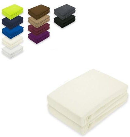 EXKLUSIV HEIMTEXTIL Frottee Spannbettlaken Marke Doppelpack 90 x 200 cm 80% Baumwolle, 20% Polyester Öko - Tex Zertifiziert, Markenqualität, Matratzenhöhe bis 25 cm, Naturweiss