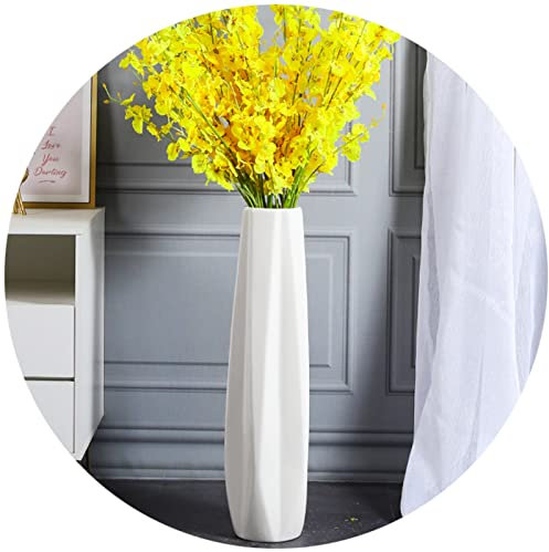 Weiße 71,1 cm hohe Bodenvase, extra große dekorative Keramik-Blumenvase, Stabiler Boden, breiter Vasenmund, für Trockenblumenarrangement, Wohnzimmer-Dekor, Einweihungsbüro
