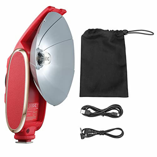 Godox Lux Senior Retro Camera Flash GN14 Color Temperature 6000K Auto & Manual Flash Modes 28mm Focal Length Replacement for Canon Nikon Sony Fujifilm Olympus Hot-shoe Cameras Red