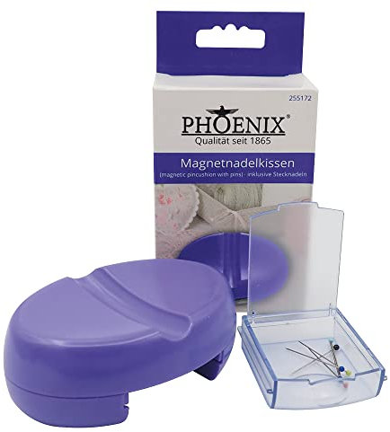Phönix Nähzubehör Magnetisches Nadelkissen Magnetnadelkissen mit Stecknadeln (Lila)