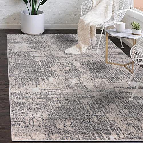 Mazovia Modern Abstrakt Designer Teppich - Kurzflor - Weich Teppich für Wohnzimmer, Esszimmer, Schlafzimmer - ÖKO-TEX Wohnzimmerteppich - hell Creme Grau 240 x 330 cm