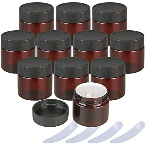 LusDoly 24 Piezas 100ml Tarros de Ámbar Marrón con Tapa Interior Vacía Crema Rellenables Botella de Pot Recipiente para Salve Crema Facial Loción