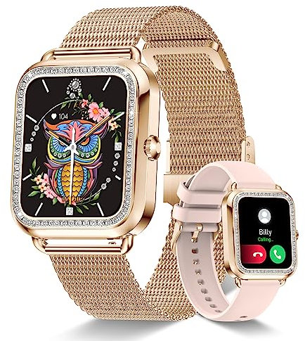 2025 Smartwatch Femme, Montre connectée 1,60 pouces avec fonction d'appel/réponse, plus de 110 modes sportifs, tracker d'activité physique avec SpO2/podomètre, étanche IP68, compatible iOS et Android