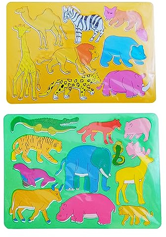 TIERE SCHABLONEN Set 2-tlg. zum Malen aus Kunststoff Malschablonen Tier Schablone Handwerk Kinder Kunst Malzubehör 33