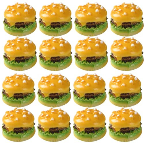 Warmhm 30st Simulationsburger Miniaturburger Burgerfiguren Realistisches Burger-Modell Künstliche Burgerfigur Mini- Machen Es Zu Mini-Essen Gefälscht Rindfleisch Anhänger Harz