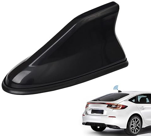 WeFoonLo Auto Haifischflosse Antenne Abdeckung Dach Antenne Radio Signal Ersatz mit Klebeband für Auto SUV LKW, dekorative Antennenbasis und verbessern das Signal (Schwarz)