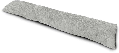 rucomfy Fabric-Filled Heavy Door Draught Excluder - 88cm Long Under Door Seal Energy Saving Draft Blocker Weather Proof Guard - Noise Reduction - 88cm x 18cm x 15cm (Luxe, Platinum Grey)