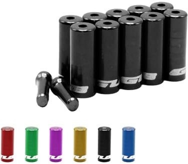 Fahrrad Endkappe 10 Stück Aluminium Bremszug Schaltzug 10 + 2 Set Endhülse für 4mm Schaltzughülle oder 5 mm Bremszughülle Caps mehrere Farben Bowdenzug (4 mm, Schwarz)