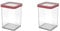 Rotho Loft quadratische Vorratsdose 1l mit Deckel und Dichtung, Kunststoff (SAN) BPA-frei, transparent/rot, 1l (10.0 x 10.0 x 14.2 cm) (Packung mit 2)