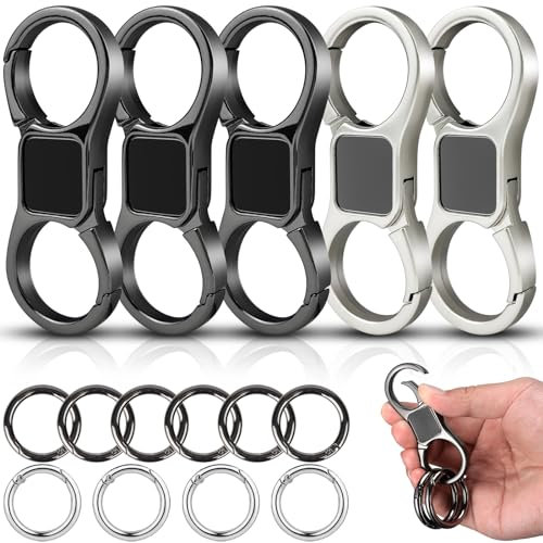 GZqiancang 15 Stück Karabiner Schlüsselbund Set, Clip Legierung Schlüsselhalter, Runde Karabinerring für Autoschlüssel, Anhängerschlüssel, Hausschlüssel