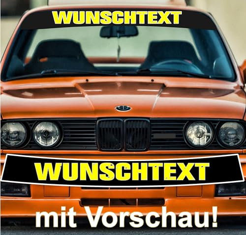 Rakelfix Blendstreifen + Wunschtext Aufkleber mit Vorschau selbst gestalten Autoaufkleber Frontscheibe Sonnenblende