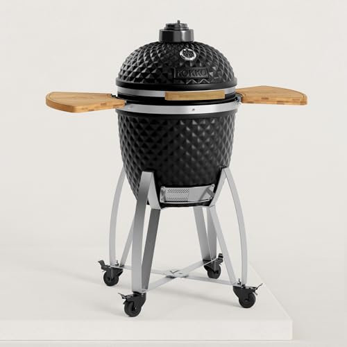 Kamado Kokko XL 22 de la marque Kokko Barbecue grand format : modèle très complet (62 cm x 86 cm) Diamètre de la grille : 47 cm Noir intense