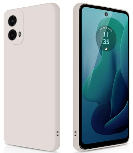 GiiYoon Coque en Silicone Compatible avec Moto G 5G 2024, Coque de téléphone intégrale Douce et Soyeuse avec Protection d'appareil Photo, Coque Antichoc avec Doublure en Microfibre, Blanc