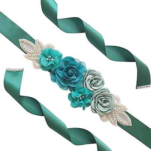 TMTGTS Brautgürtel Blumen 270cm Braut Gürtel Rose Perlen Braut Gürtel Brautgürtel Prom Taillenkette Brautjungfer Kleid Gürtel Hochzeit Brautgürtel Abendkleid Zubehör Mädchen Schmuckgürtel
