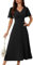 GRACE KARIN Women Elegant Pleated Short Sleeve Cocktail Dresses V Neck Casual Dresses Black XXL