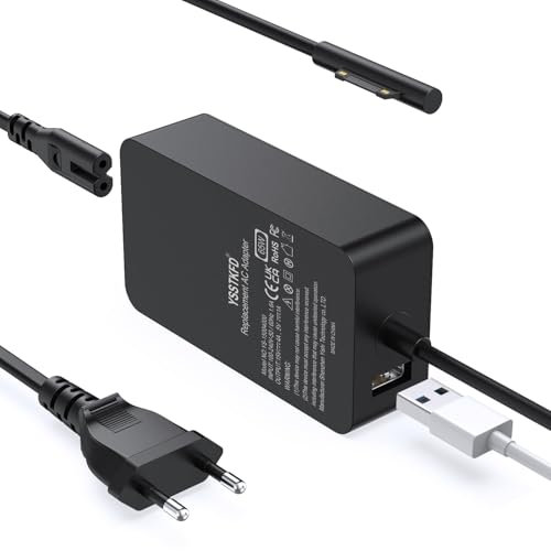 65W Surface Ladekabel für Microsoft Ladegerät Netzteil für Surface Pro 11/X/10/9/8/7/ 7+/6/5/4/3, Surface Laptop 7/6/5/4/3/2, Surface Go 4/3/2/1, Surface Book 3/2/1, Model 1706 1796 1800 mit USB-Port