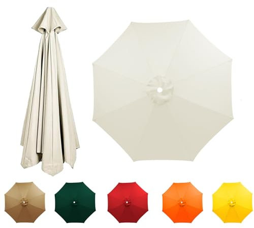 2 m/2,30m/2,7m/3,0m Repuesto para sombrilla de patio de 6 Varillas/8 Varillas, Toldo de repuesto para sombrilla,sombrilla de jardín impermeable, anti-ultravioleta, tela de repuesto(Beige,6ribs:2.7m/8.