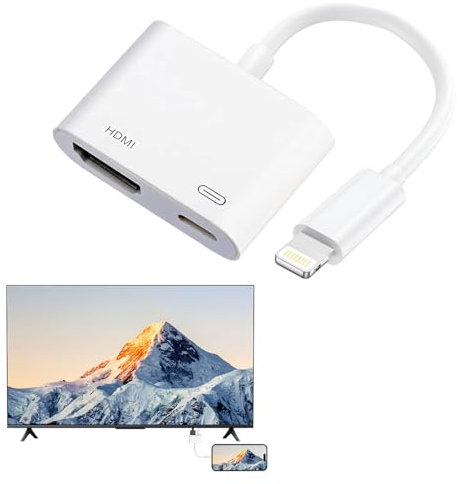 Lightning to Hdmi Adapter,1 PCS Lightning to Hdmi Cable 1080P i-phone to TV Hdmi Cable Av Adapter Sync Screen Hdmi to Lightnin g Cable for iPhone,i-Pad,i-Pod on HD TV Projector Monitor Support All iOS