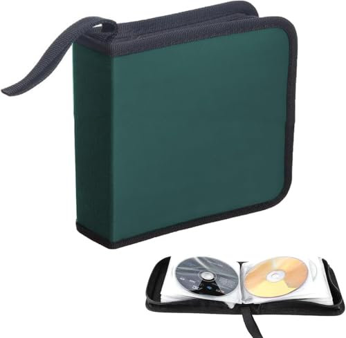 Ruikcoll CD Tasche, CD Aufbewahrungstasche für Auto und Zuhause, CD DVD Discs Aufbewahrungstasche für 40 Discs (Green)