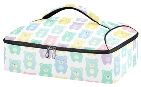 JUMBEAR Cute Colored Bear Insulated Casserole Dish Carrier,Casserole Carrier Bag, Casserole Carriers for Hot or Cold Food Fit for Dinner, Party, Camping