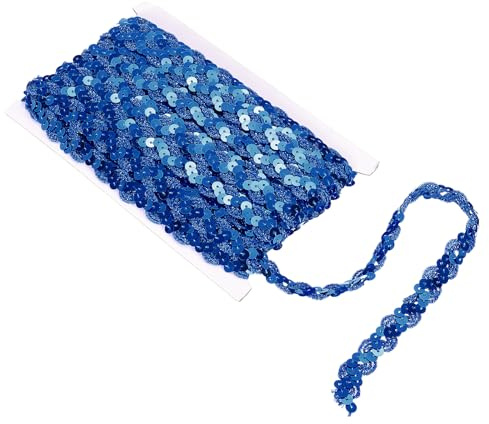 QUARKZMAN 11 Yards 0,6 Zoll Paillettenband, Flaches Paillettenband für Näharbeiten Kostümverzierungen, Dunkelblau