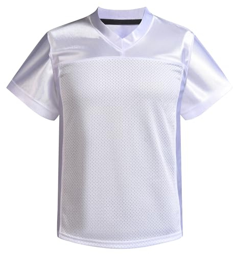 Repawu Youth Blank Football Jersey,Boy's Mesh Athletic Practice Footabll Shirts,Blank Footabll Jerseys for Kids S-XL (US, Alpha, Large, Regular, White)